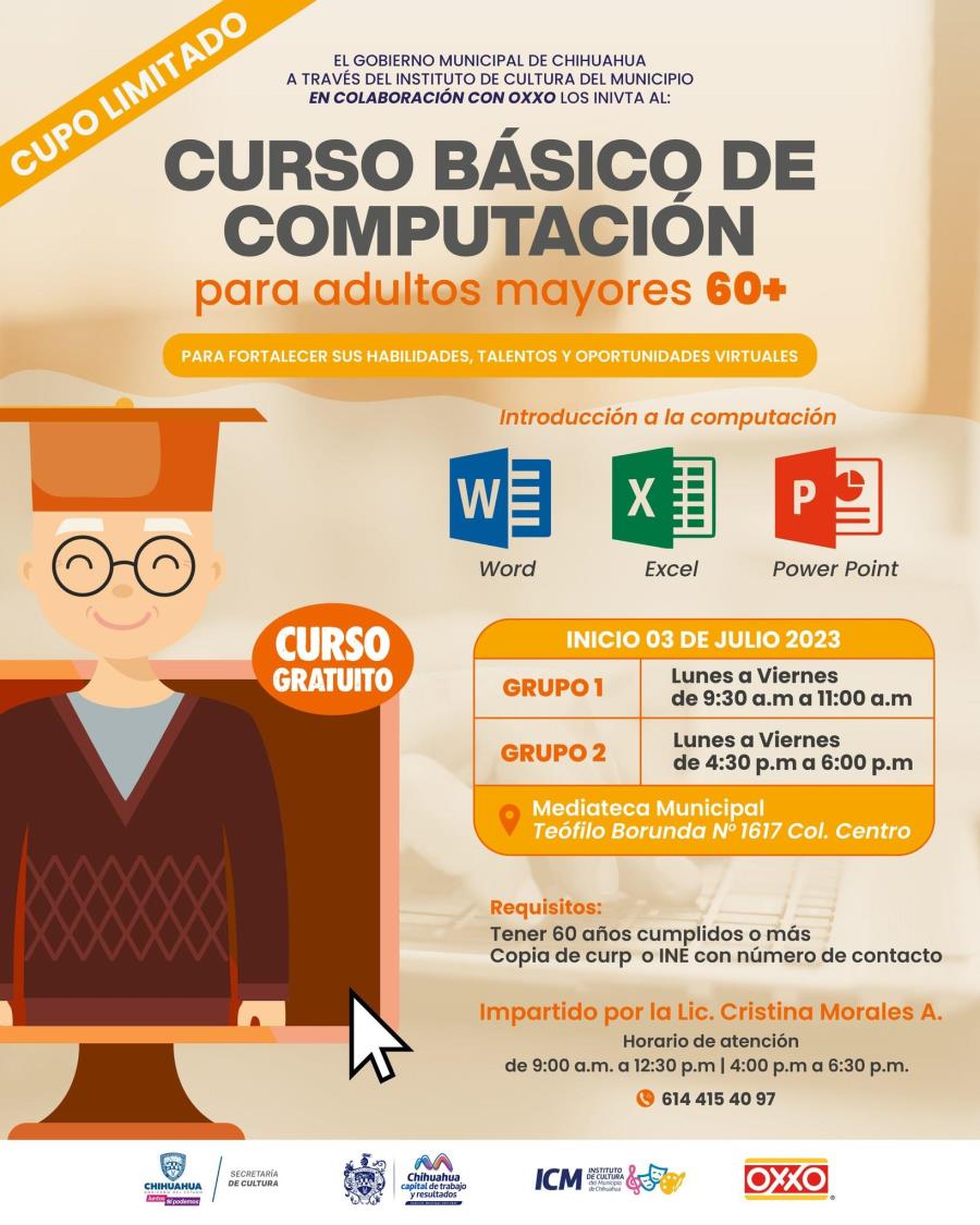 Curso básico de computación para adultos mayores Chihuahua Chih